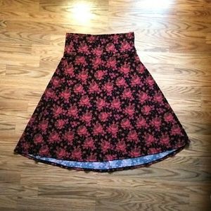 LulaRoe Rose Print Azure Skirt Sz L